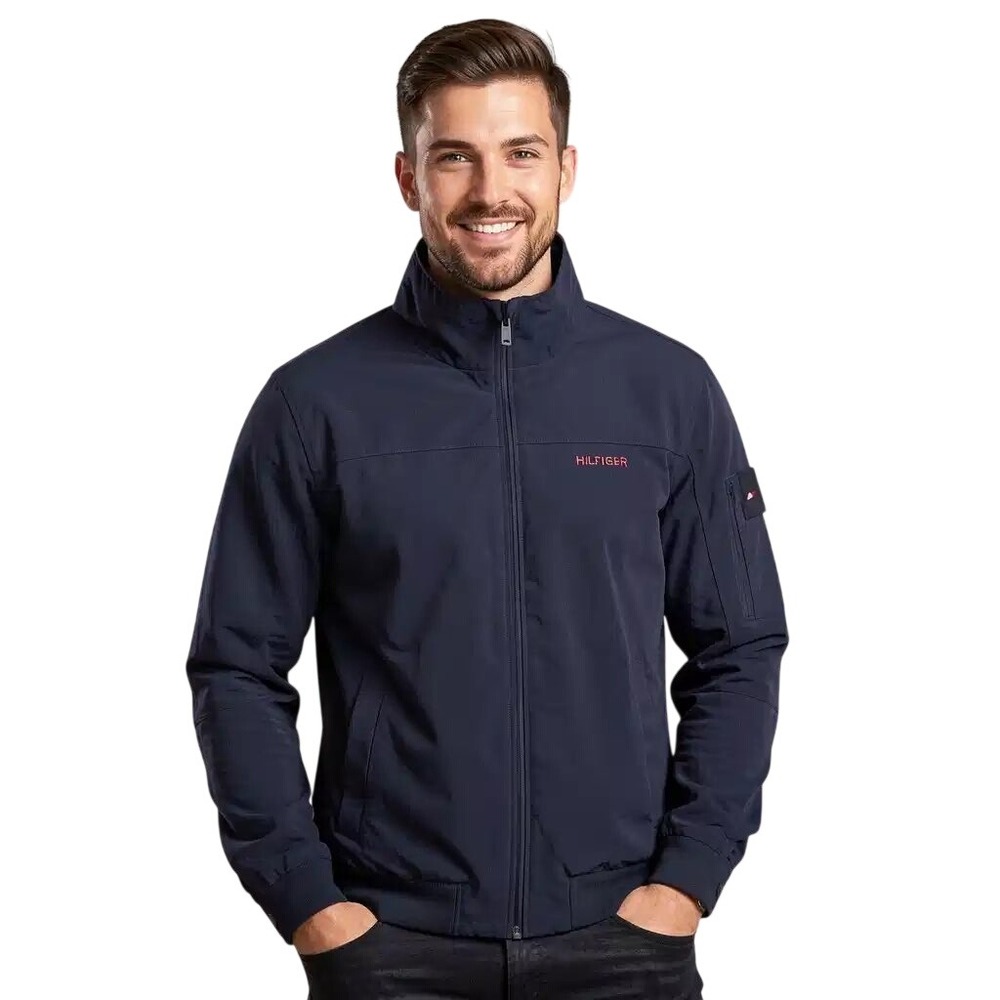 Tommy Hilfiger Mens Navy Blue Softshell Yacht Jacket Full Zip XXL NWT